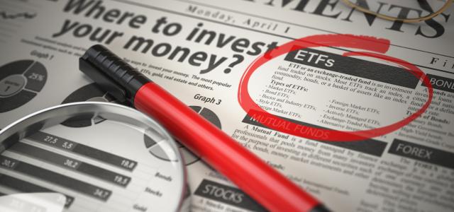 Newspaper article with a red circle around a section about ETFs